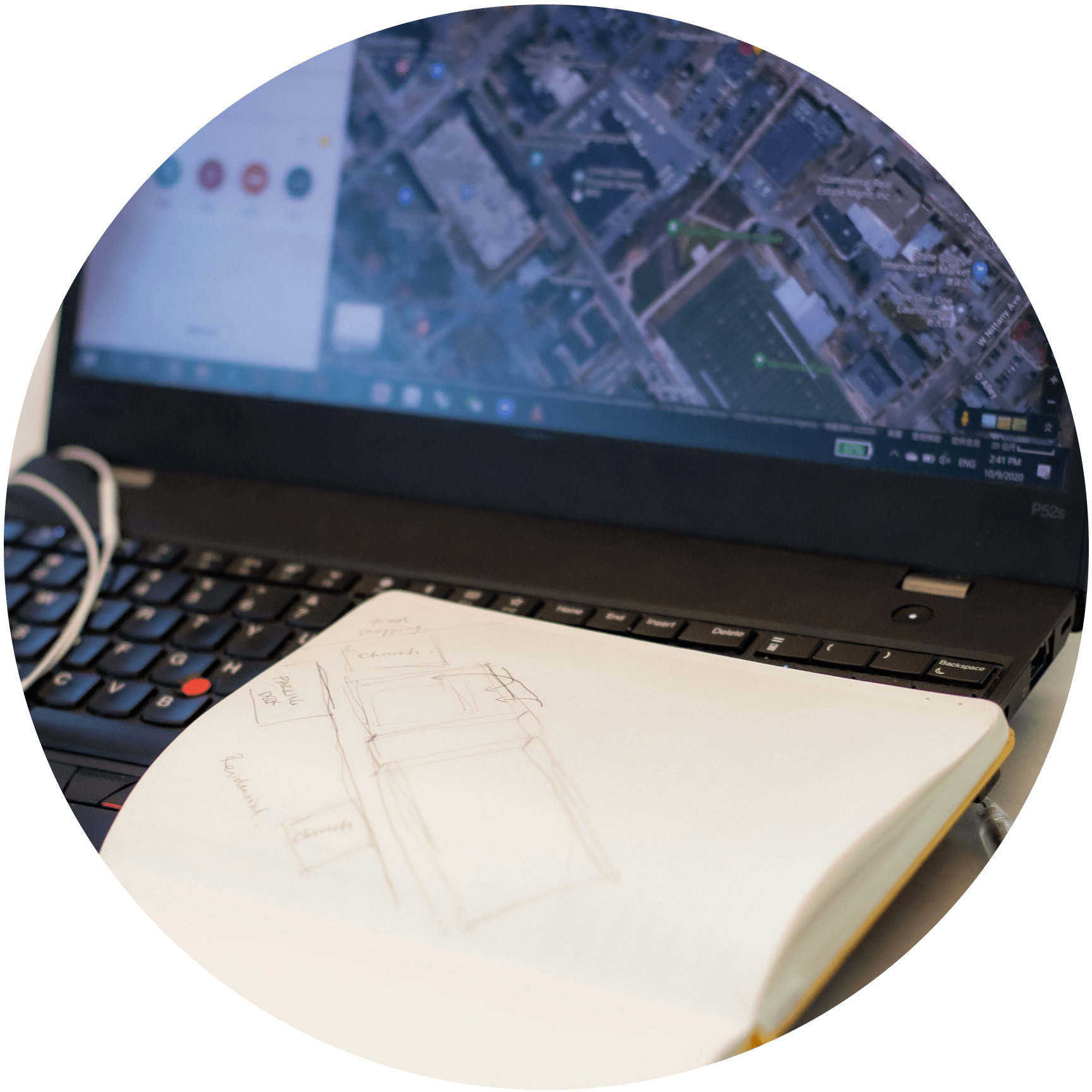 laptop and sketchbook